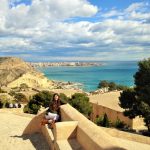 Photograph of woman sitting in Spain