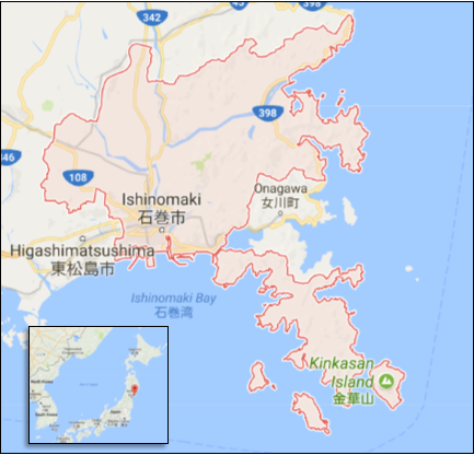 Screen capture of map of Japan