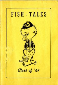 Cover of 1957-1958 Fish-Tales, the R-MC Student handbook, with cartoon Pogo drawing 