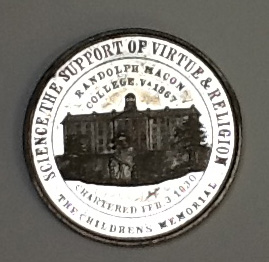 Back of H.G. Leigh medal depicitng main building of Randolph-Macon College in Boydton