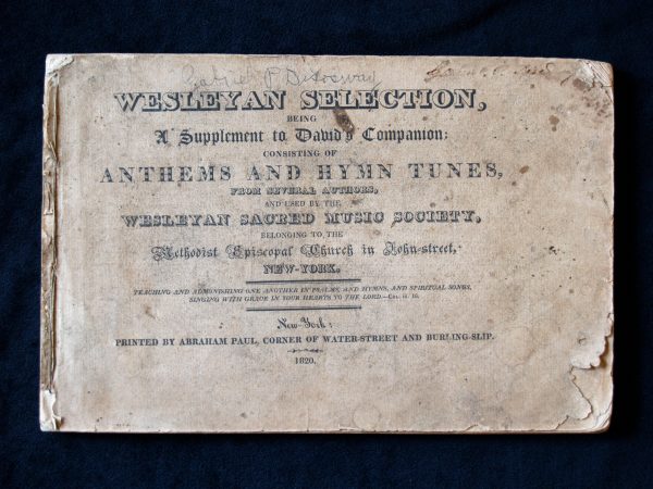 Title page of Wesleyans Selections, a rare hymnal dated 1829.