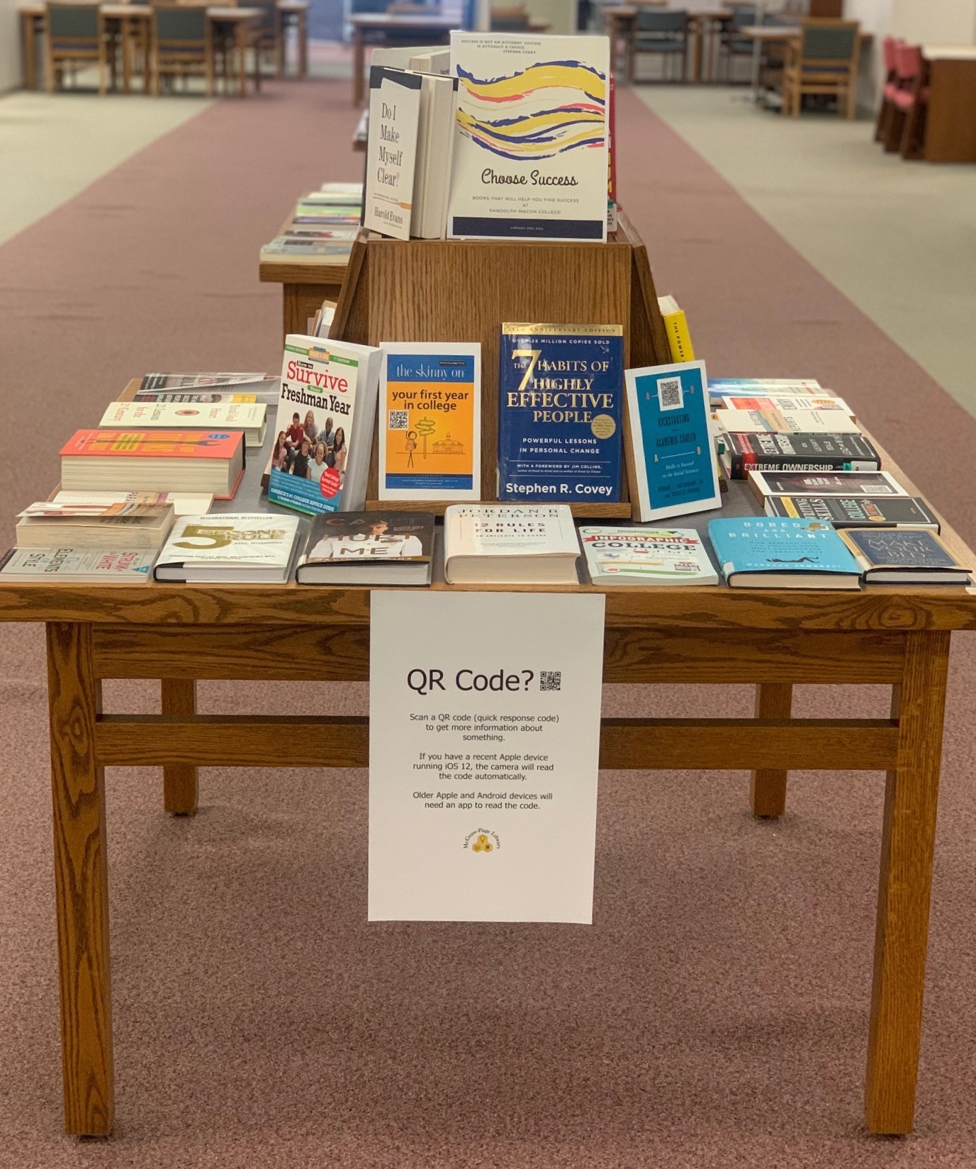 Photo of the Choose Success Display at McGraw-Page Library.